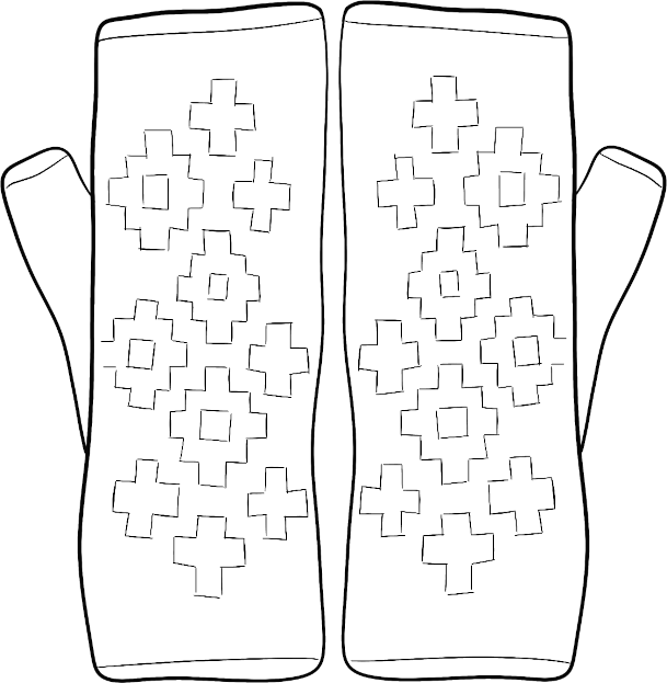 Illustration of the Abersoch fingerless gloves